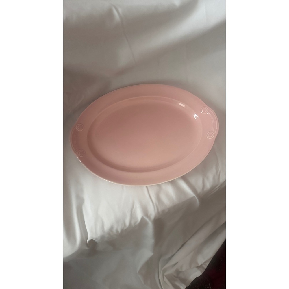 Vintage LuRay Pastels Oval Platters Set of 2 Surf Green & Persian Rose Pink 12in - Picture 3 of 9